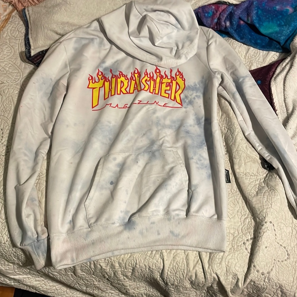 Blue spotted tie-dye thrasher hoodie